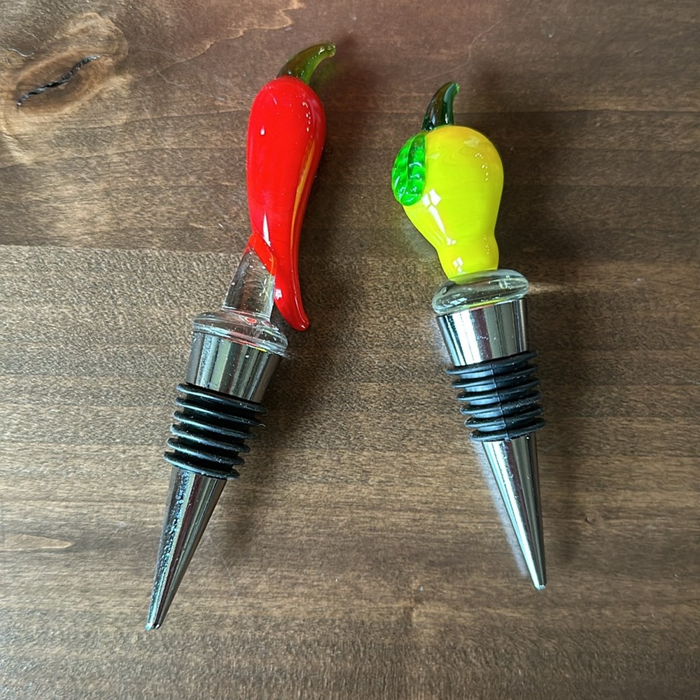 2 Brand New Never Used Glass Topper Bottle Stoppers